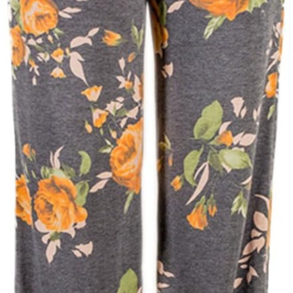 Women's Comfy Stretch Floral Print Drawstring Palazzo Wide Leg Lounge Pant